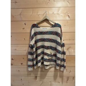Addie Knit Sweater Medium Confetti Stripe